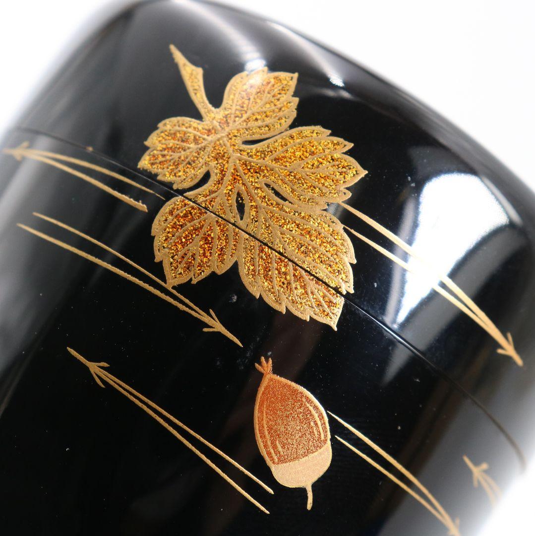 松斉作 吹寄蒔絵 中棗 銀杏 茶道具 共箱共布　V938　N8