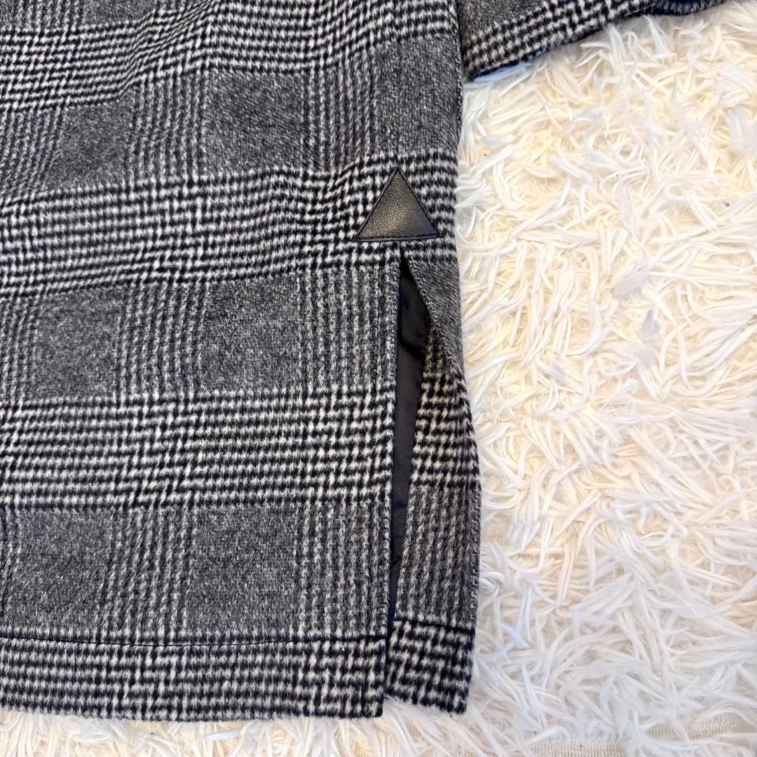 【新品タグ付】VANJAC カシミヤ グレンチェック ロング ダッフルコート L