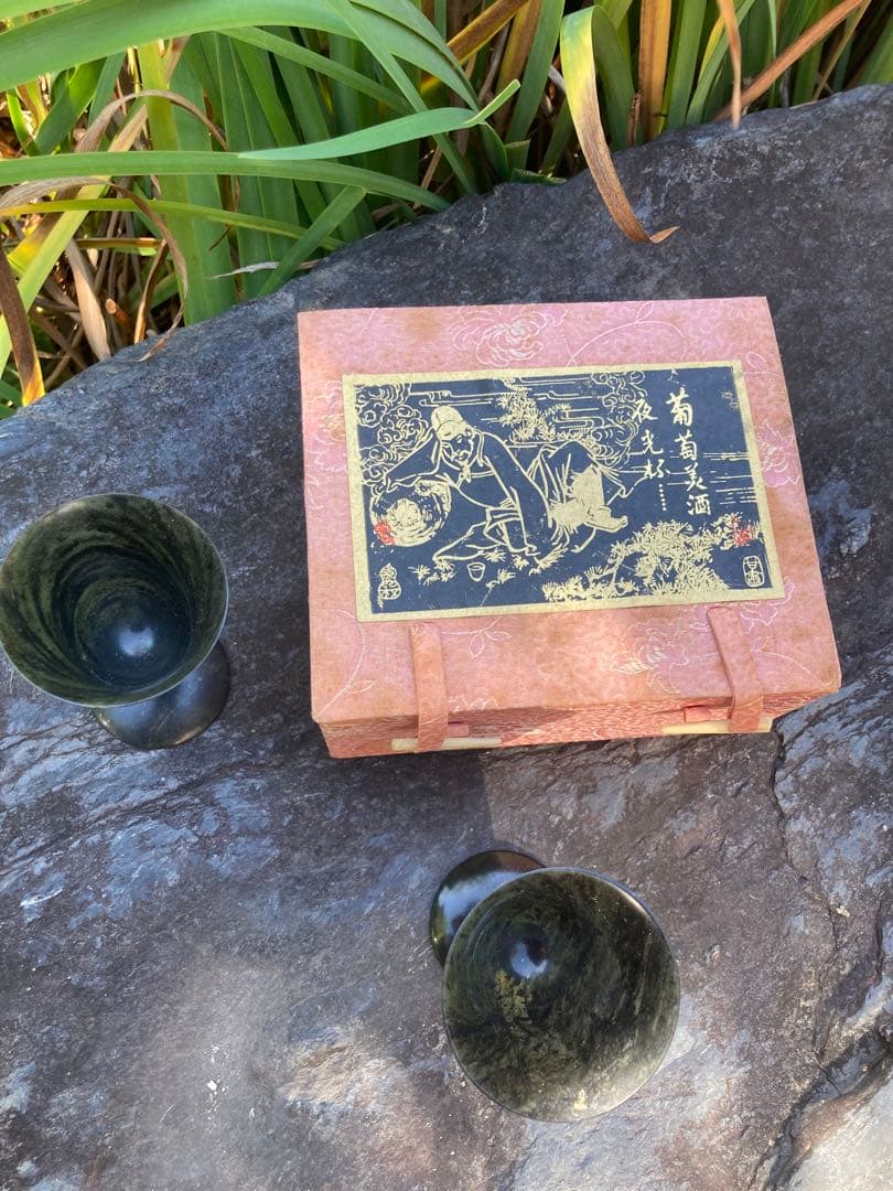 緑色マーブル模様グラス2個セット