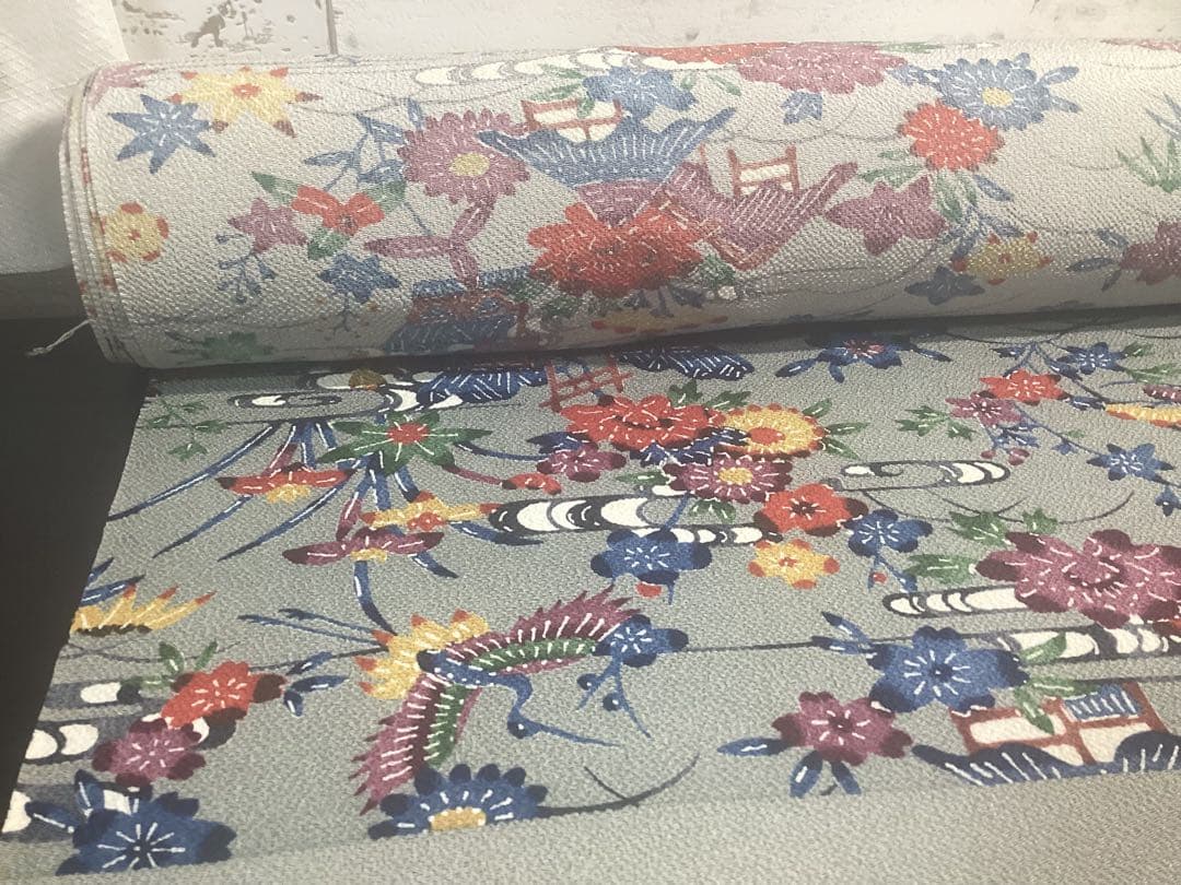 着物 反物 紅型 高級ちりめん 防縮加工 正絹 絹100% 未使用品 966