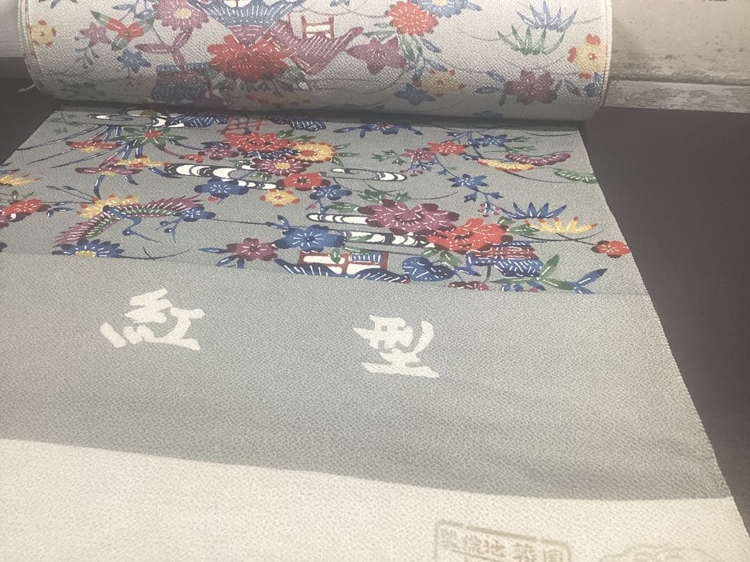 着物 反物 紅型 高級ちりめん 防縮加工 正絹 絹100% 未使用品 966