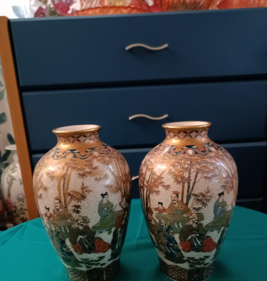 薩摩焼【献上薩摩焼人物図　竹林七賢人図】美術品