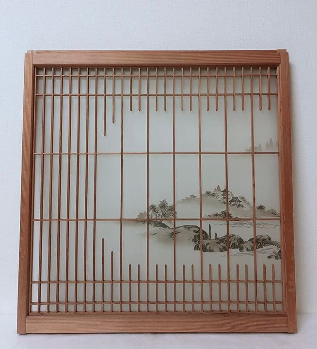 組物障子 2枚 ガラス窓 アンティーク インテリア 骨董品