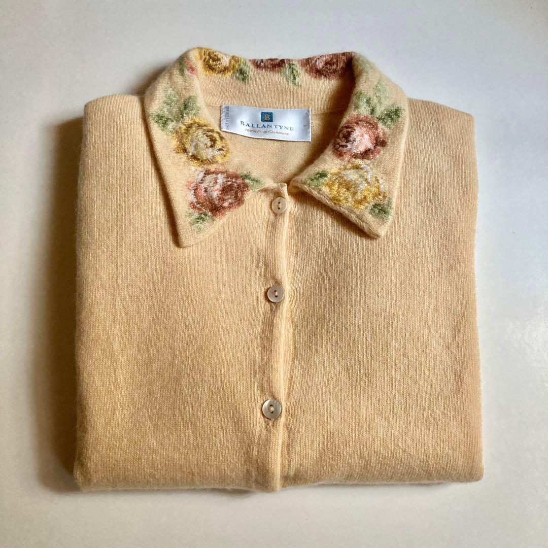 BALLANTYNE バランタイン カシミヤ襟付きカーディガン スコットランド製