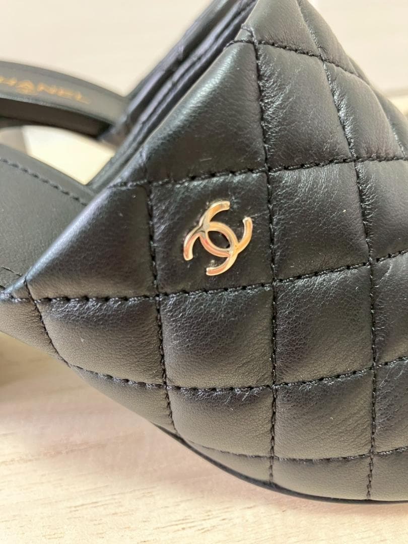 【極上】Chanel マトラッセ チェーンサンダル 38C 約24cm シャネル