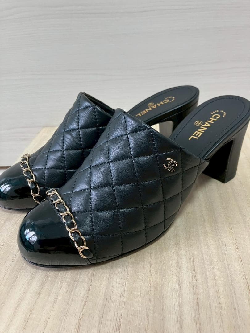 【極上】Chanel マトラッセ チェーンサンダル 38C 約24cm シャネル