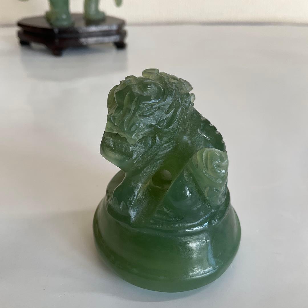 中国　碧玉環付獅子頭香炉