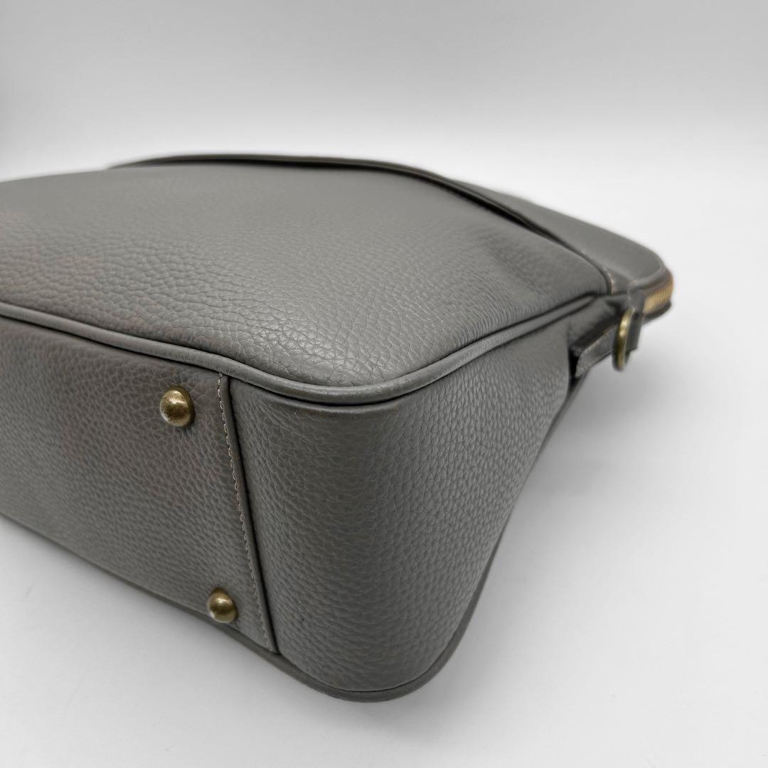 美品　トフアンドロードストーン　ビジネスバッグ　2way　グレー　レザー　A4◎