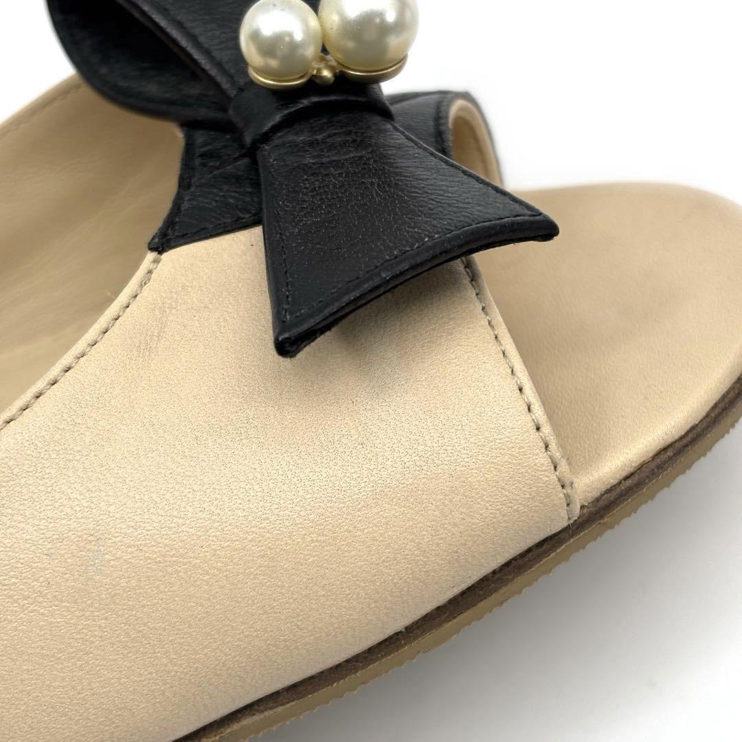 【約24.5cm】シャネル リボンサンダル バックストラップ ココマーク5Q3