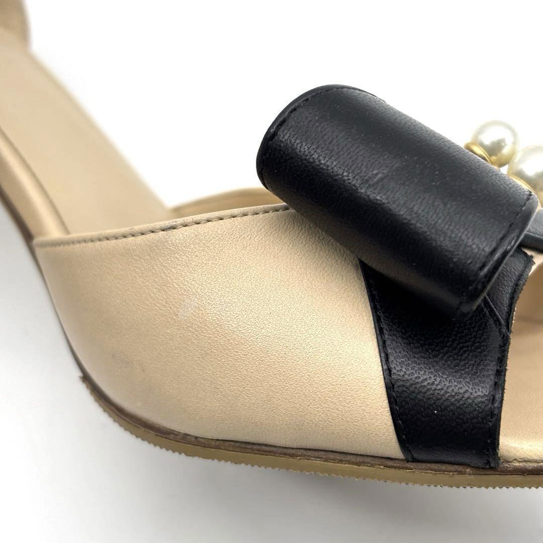 【約24.5cm】シャネル リボンサンダル バックストラップ ココマーク5Q3