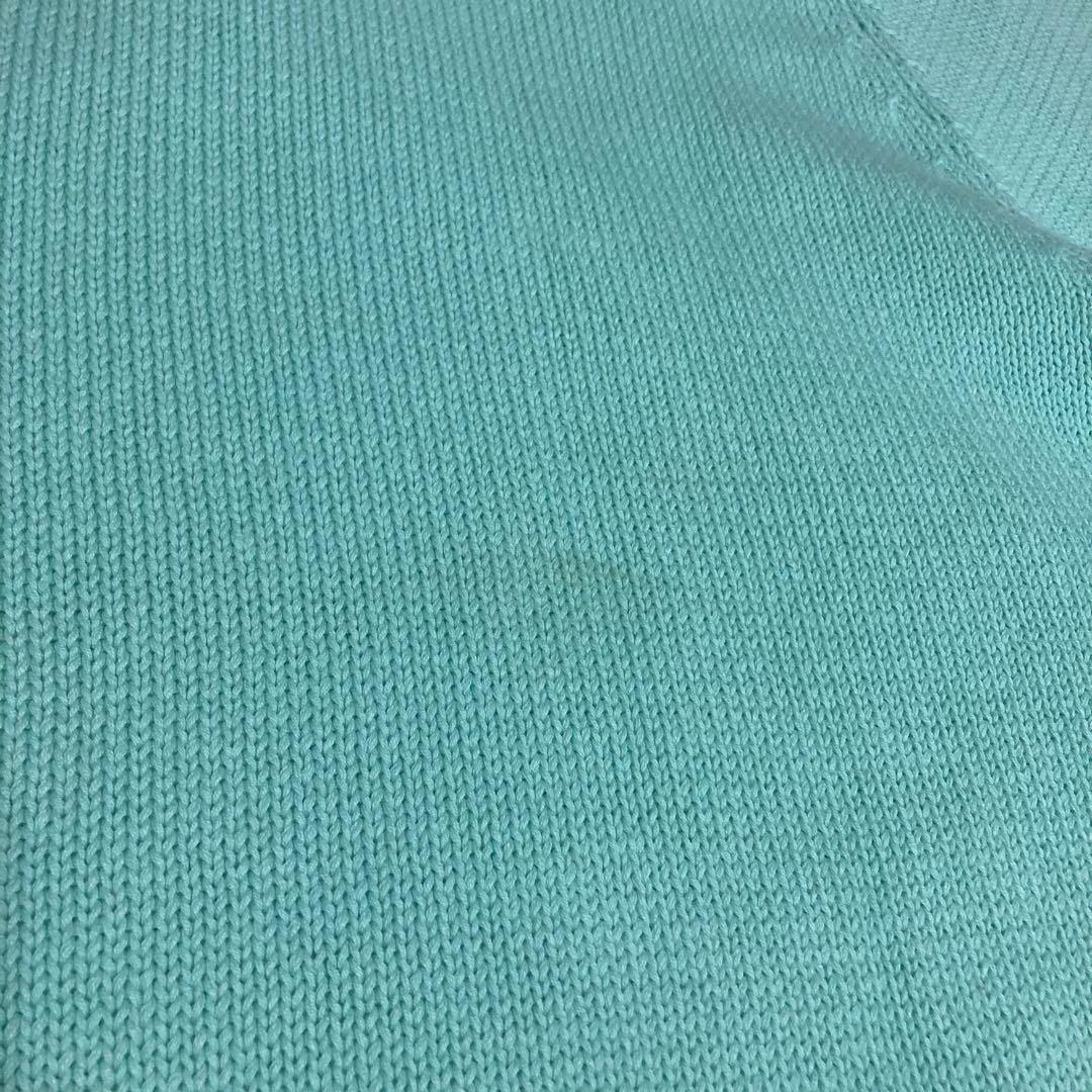 希少 80s エディーバウアー 黒タグ コットンニット XL ティファニーブルー