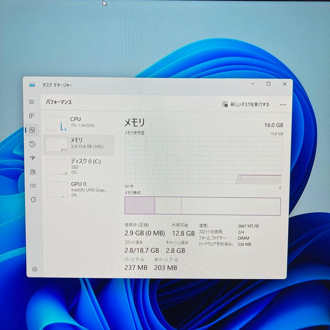 Windows11 HP デスクトップpc i5-8500 16GB