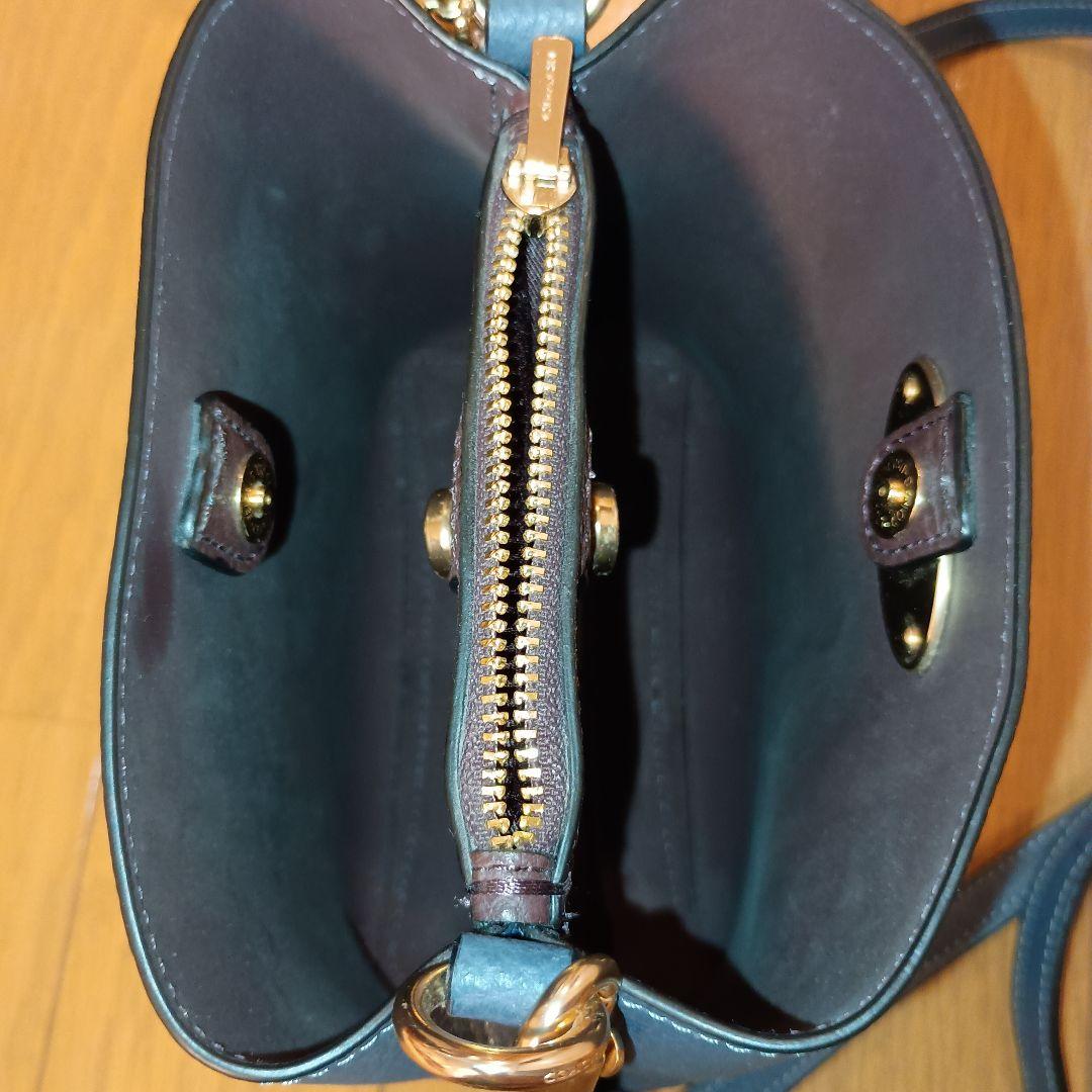 コーチ レザー スモールショルダーバッグ ブルー 青 COACH バケット