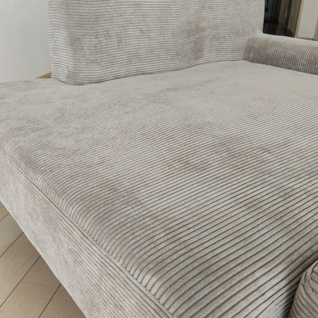 【引取限定】ニトリ　ベージュ コーデュロイ ソファベッド