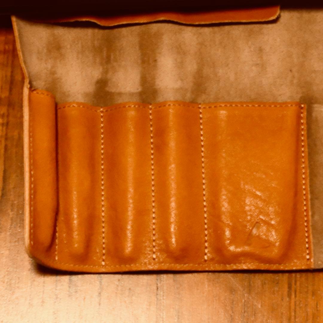 トーンオイルヌメ ロールペンケース ブラウンレザー ロール筆箱 箱付き