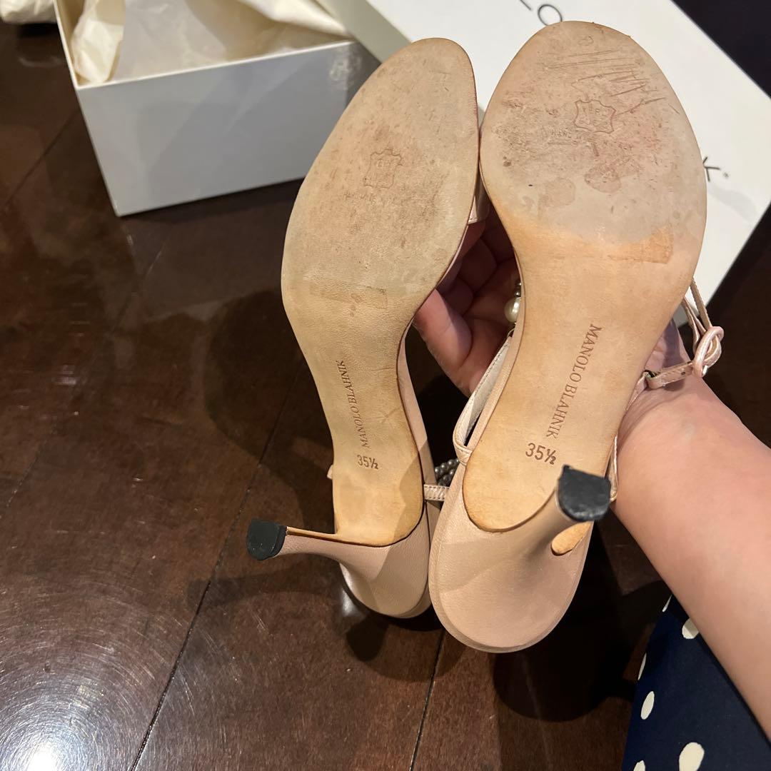 MANOLO BLAHNIK パールストラップサンダル 35.5