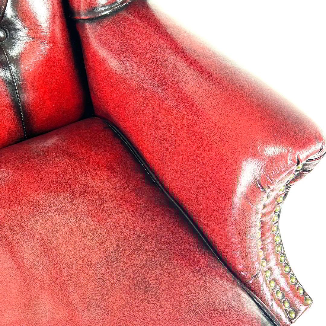 【送料無料】ソファ 本革 1人掛け　ウィングバック チェスターフィールド