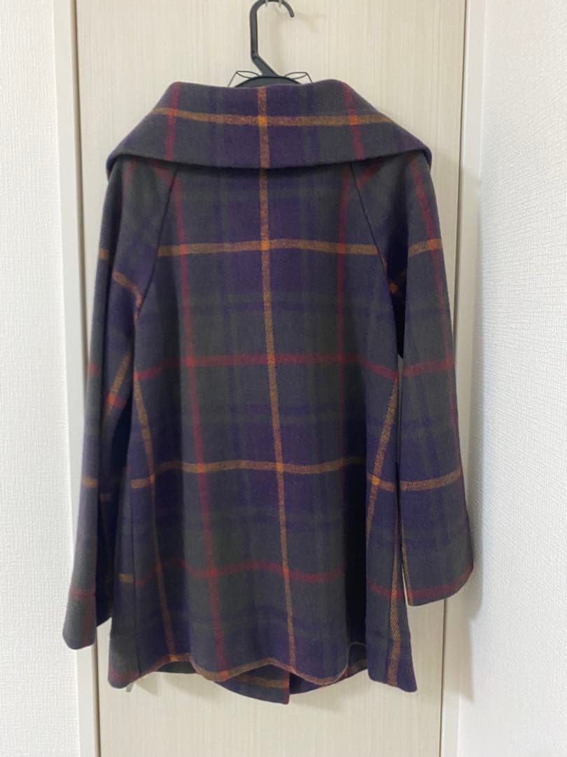 チェック柄ウールコート