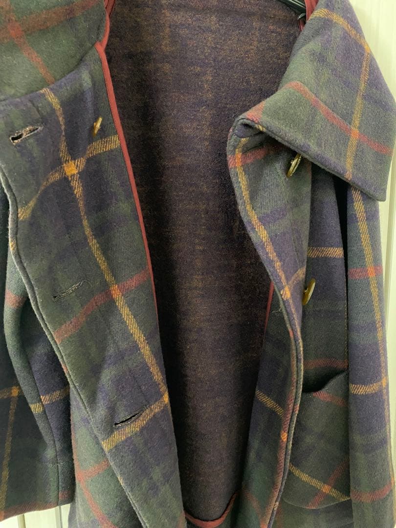 チェック柄ウールコート