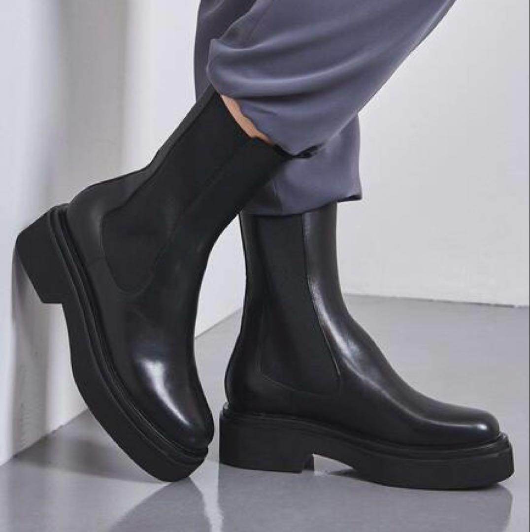 UNITED ARROWS ハーフサイドゴアブーツ 36 黒 美品 レザー