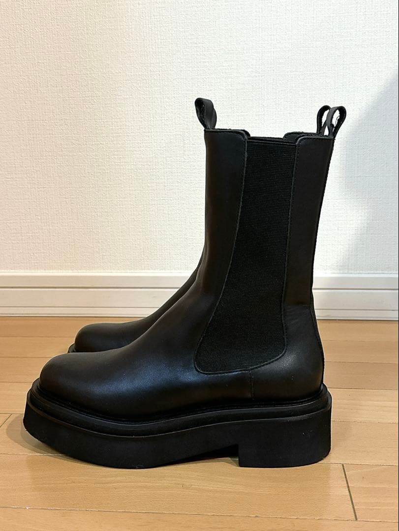 UNITED ARROWS ハーフサイドゴアブーツ 36 黒 美品 レザー