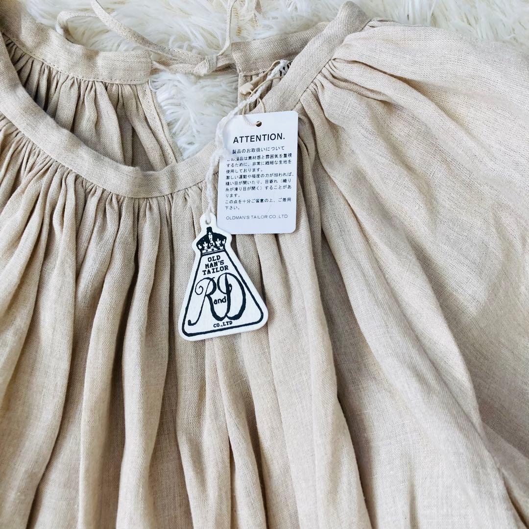 【新品】オールドマンズテーラー　リネンギャザースモックブラウスパフ袖　麻100%