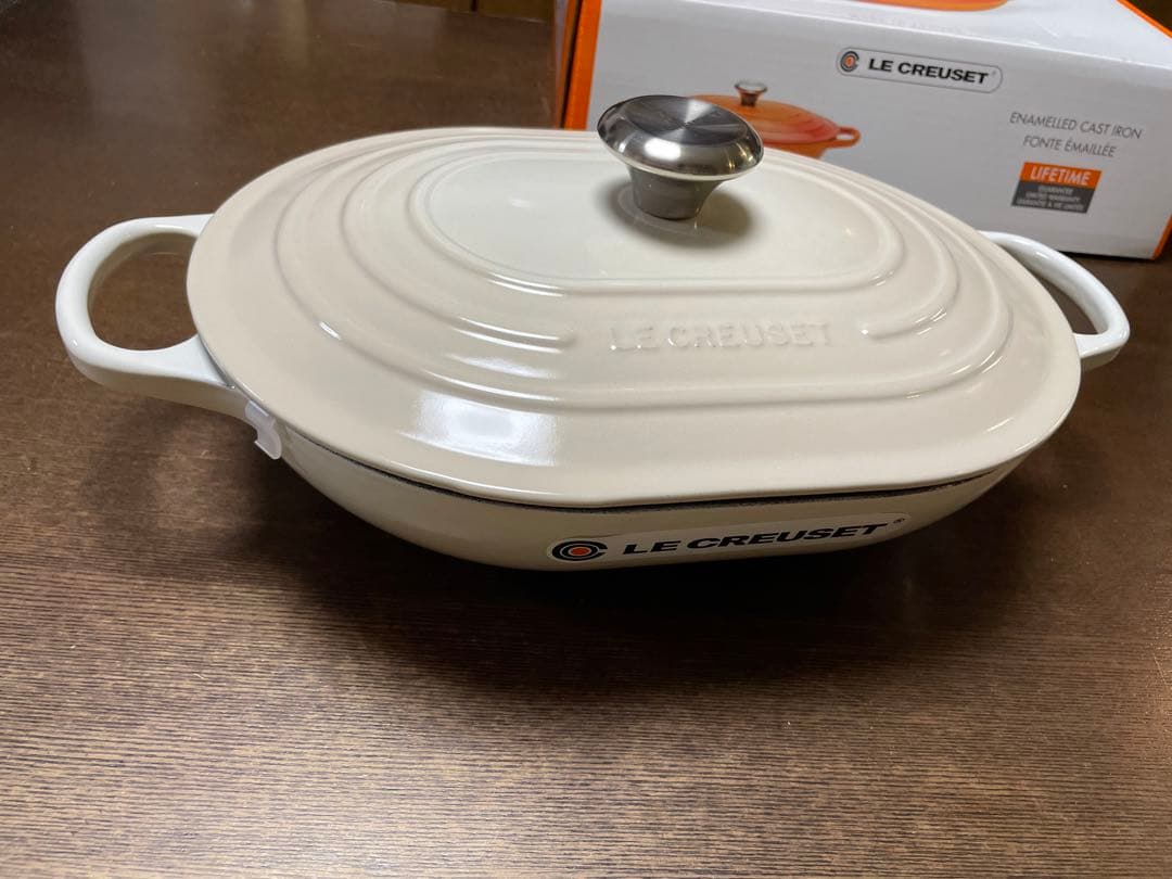 新品レア　ルクルーゼ　オブロング・マルミット 31cm メレンゲ