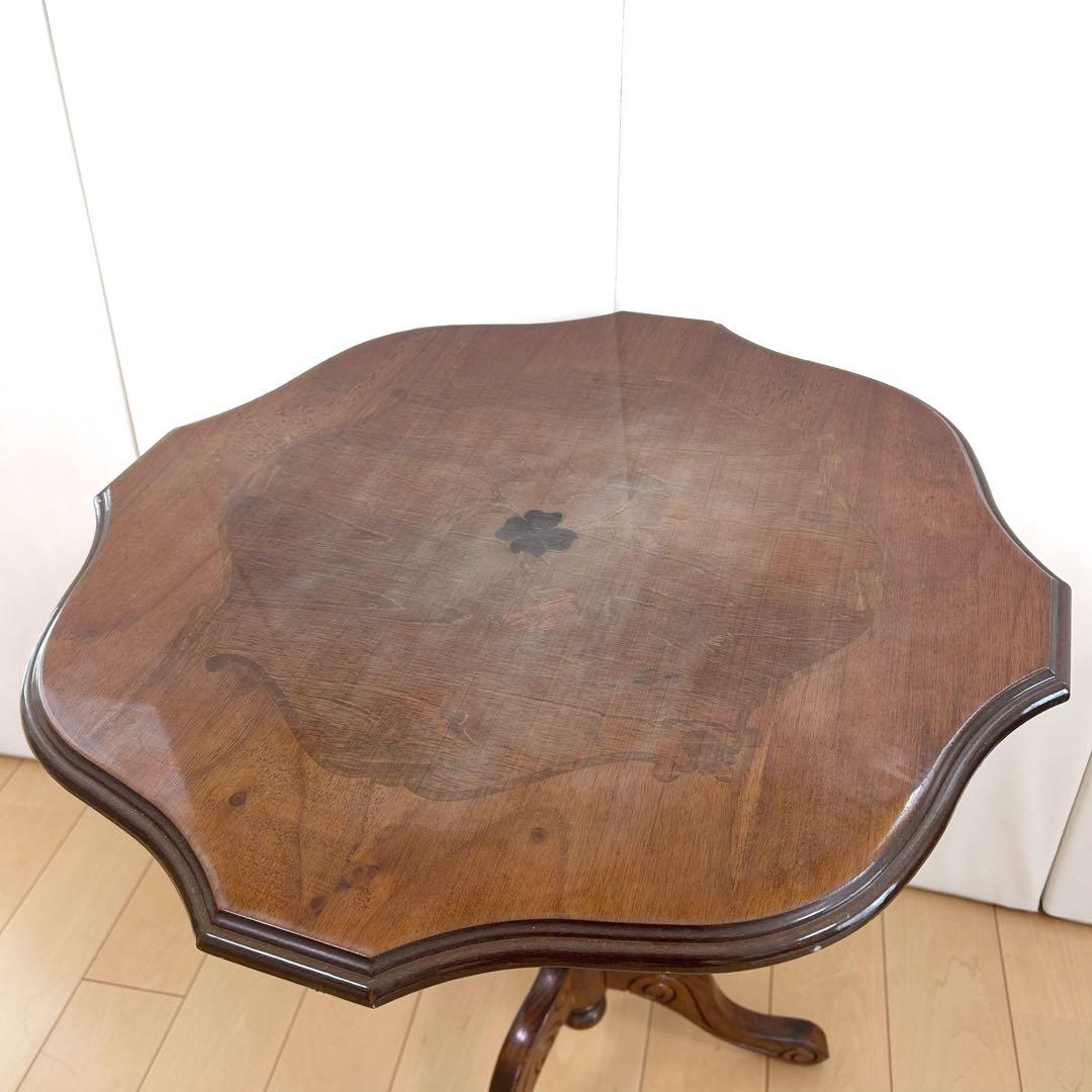 コーヒーテーブル 花象嵌 艶あり アンティーク家具 イタリア ロココ調　バラ意匠