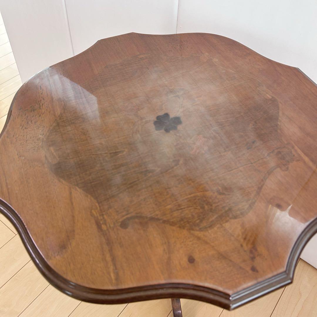 コーヒーテーブル 花象嵌 艶あり アンティーク家具 イタリア ロココ調　バラ意匠