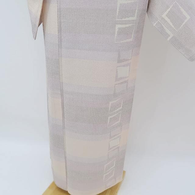 単衣 正絹 着物“やさしい霞空で始まる伝言ゲーム☆”塩沢お召 R-92