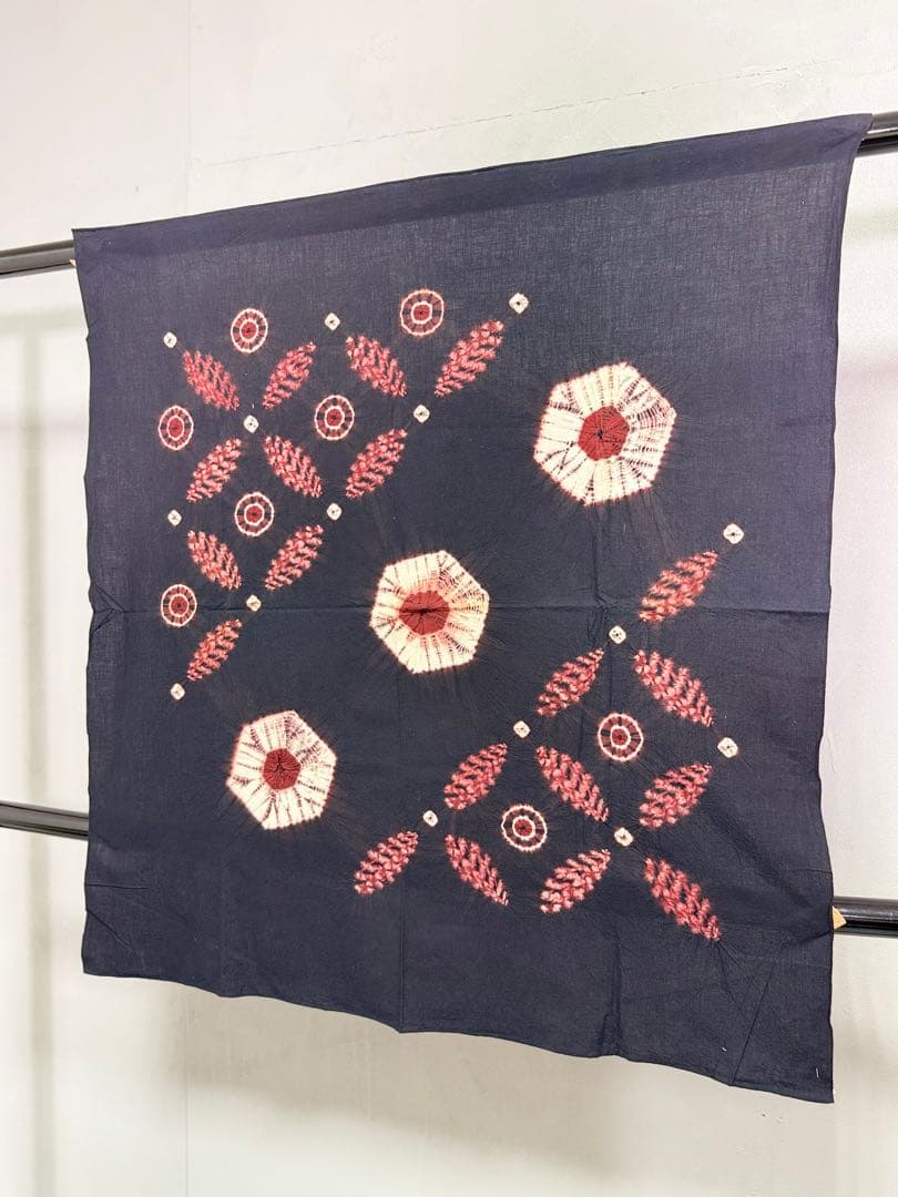 N 「有松鳴海絞り」藍染作家 片野元彦 国産天然草木染希少「片野絞り」古布