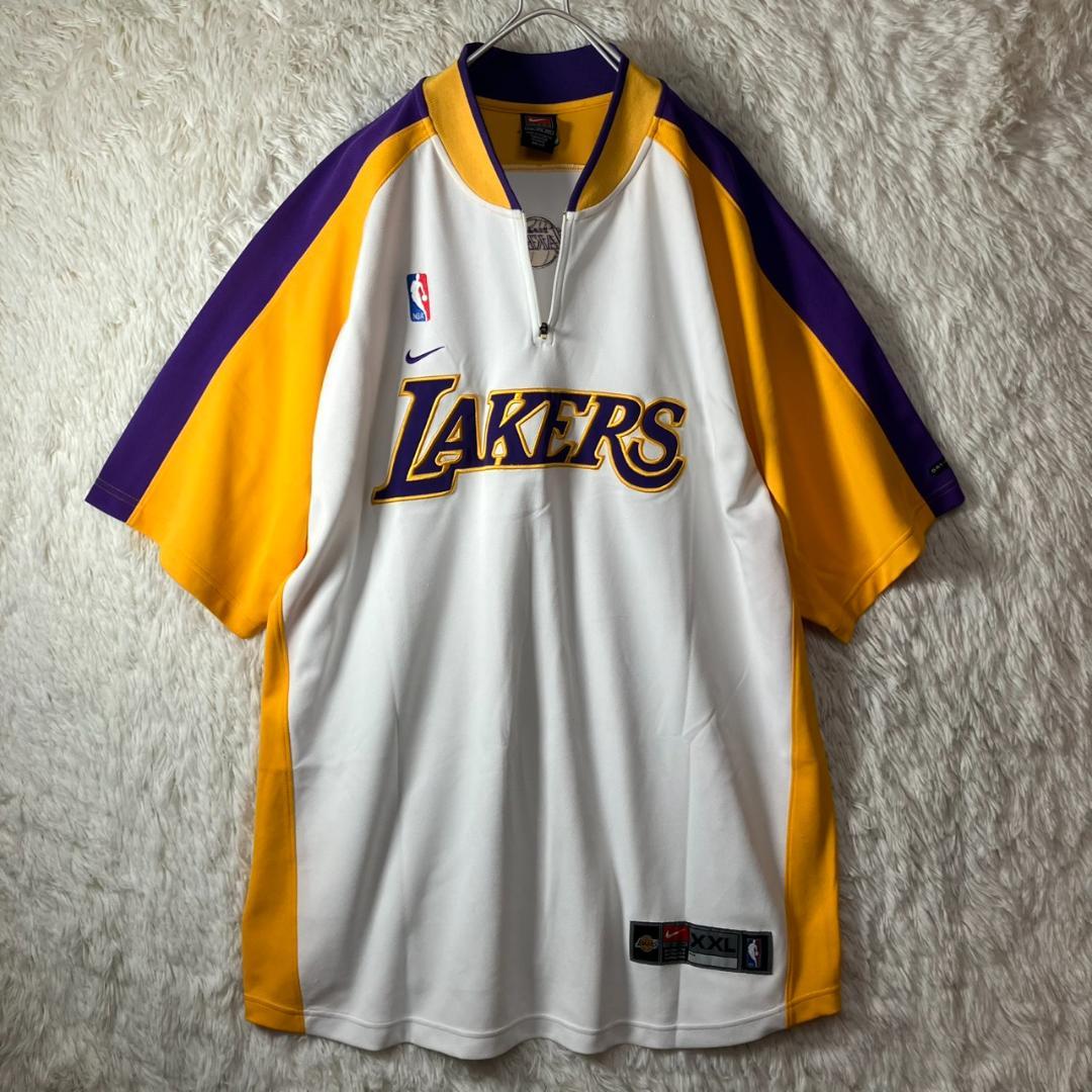 美品 NIKE ナイキ ハーフジップ レイカーズ ウォームアップシャツ XXL