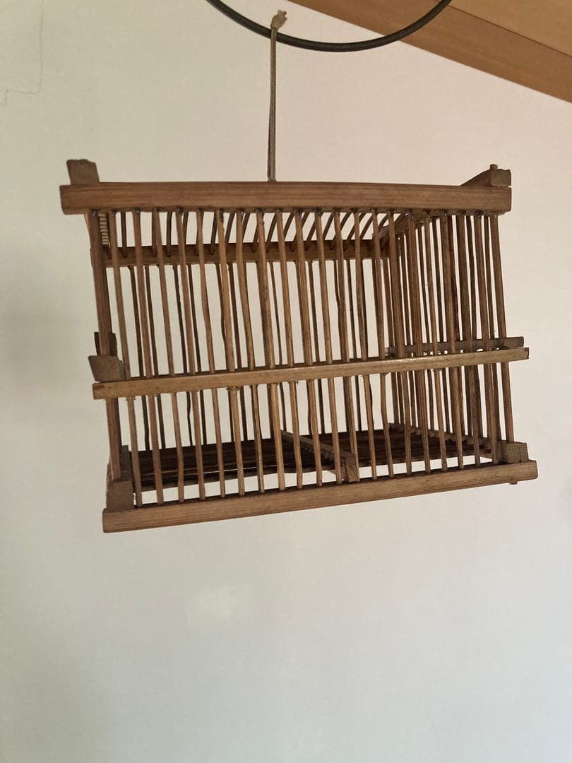 竹細工虫籠昭和初期ハンドメイドレトロオブジェ　 民藝　手工芸　アトリエ　骨董