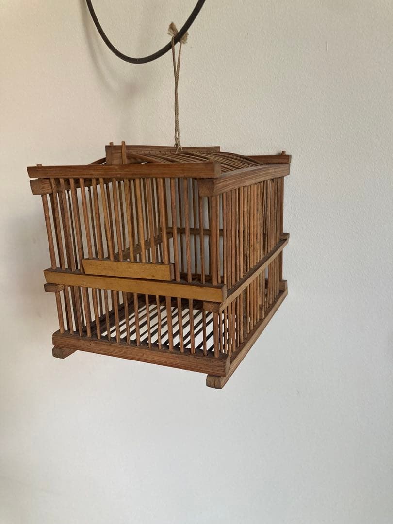 竹細工虫籠昭和初期ハンドメイドレトロオブジェ　 民藝　手工芸　アトリエ　骨董