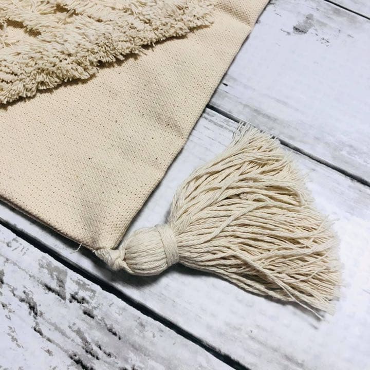 タッセル ひし形 クッションカバー ボヘミアンスタイル  インテリア　アイボリー