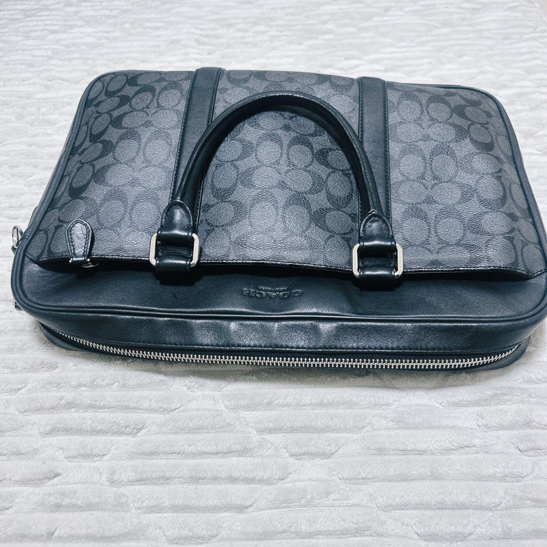 COACH シグネチャー　ビジネスバッグ レザー　グレー　ブラック　メンズ