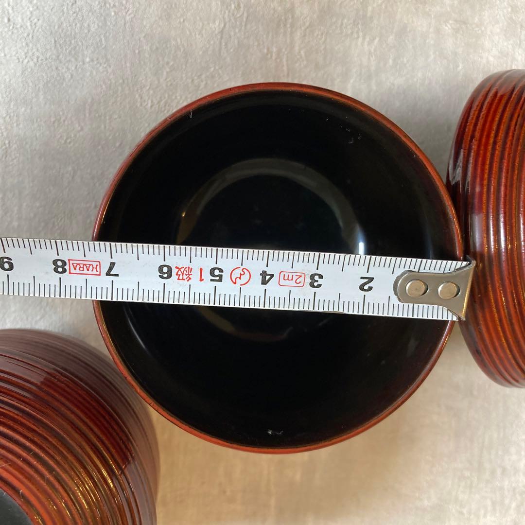 平安象彦 河太郎碗 吸物碗 溜塗　5客セット