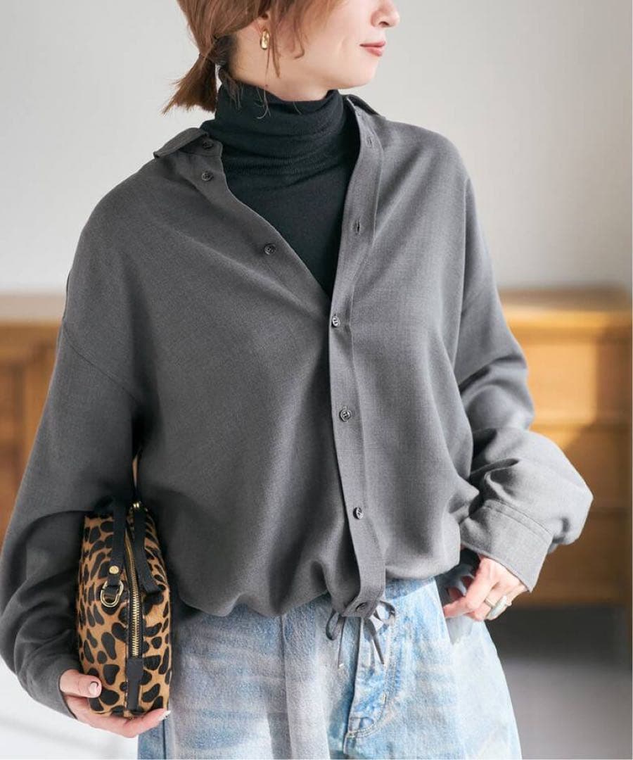 完売品　スピックスパンspickandspan ウールライクヘムギャザーシャツ