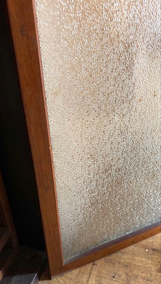 昭和20年代 食器棚 引き戸　型板ガラス 木枠 建具60×106cm｜2枚セット