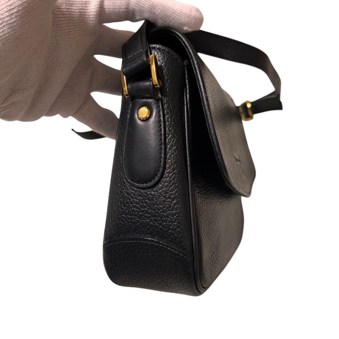 美品BURBERRY ブラック レザー ショルダーバッグ