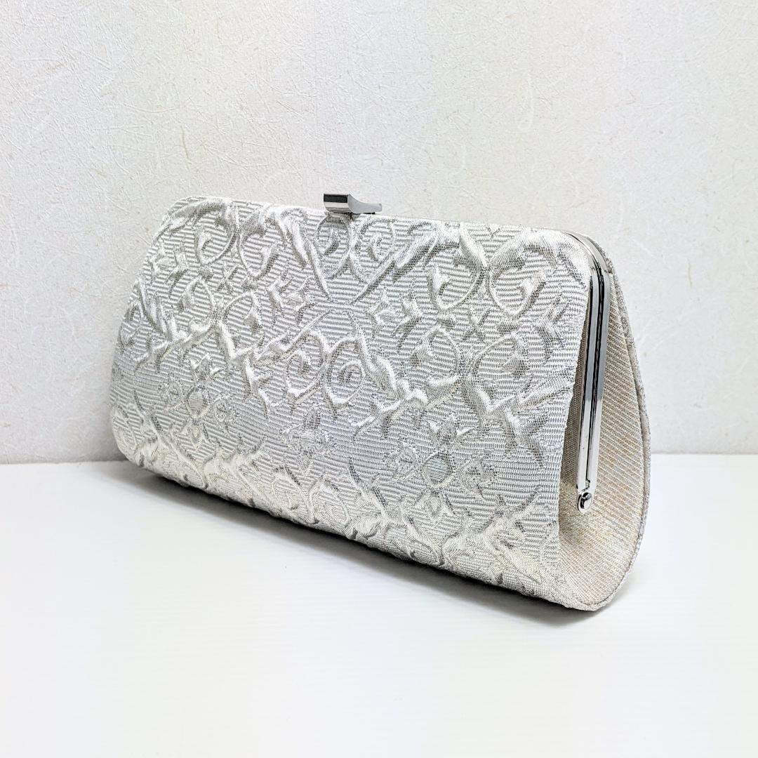 クラッチタイプ 草履バッグセット 銀 シルバー 帯地 フリーサイズ wrc