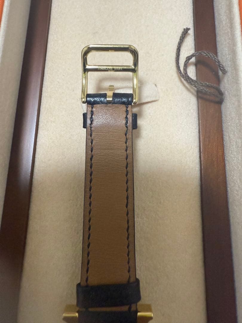 HERMES アナログ時計 ブラックレザー