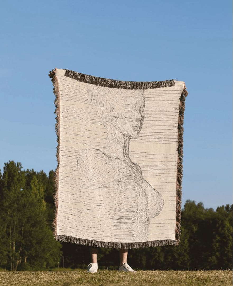 imperf フリンジ付きブランケット、ラグ L