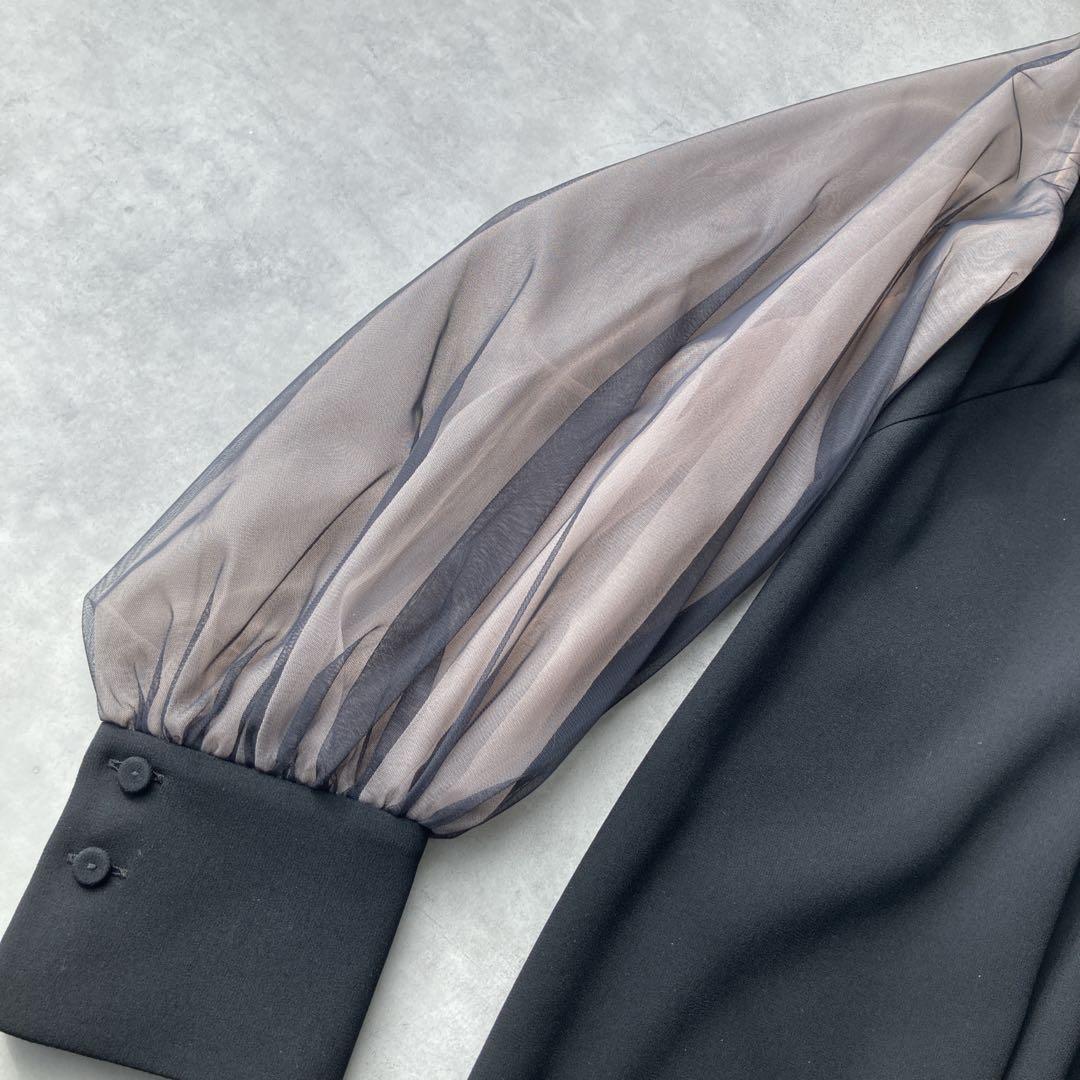 希少✨️エポカ バックサテンジョーゼット ワンピース シアー シースルー ブラック