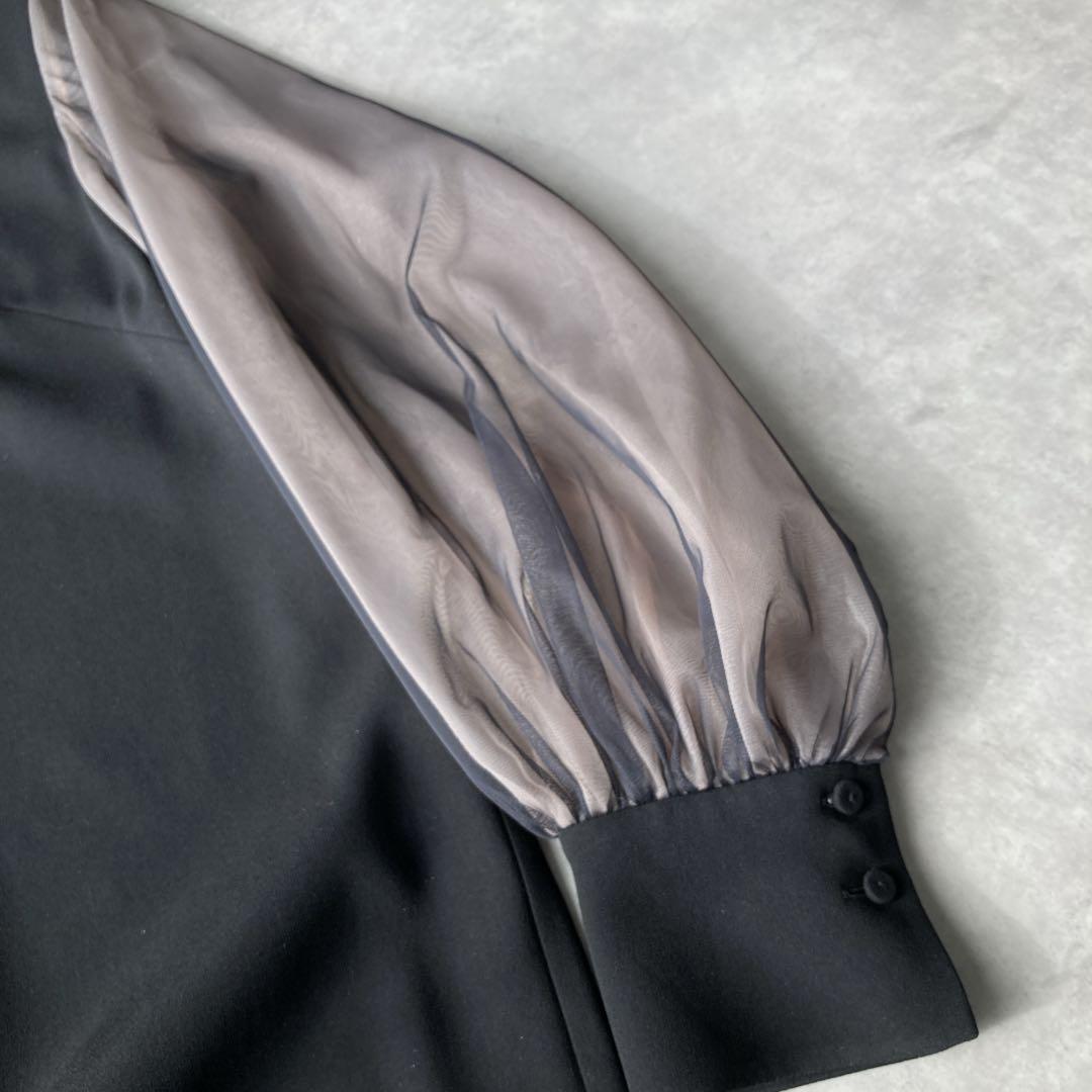 希少✨️エポカ バックサテンジョーゼット ワンピース シアー シースルー ブラック