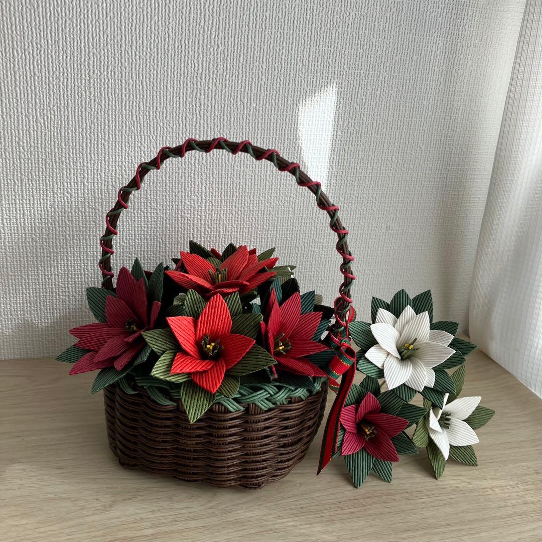 森ママ　ひまわり花かご&ポインセチアかご