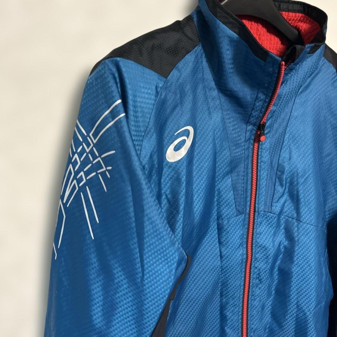 asics ウインドブレーカー セットアップ（上下）XL（O）青×黒 高機能保温