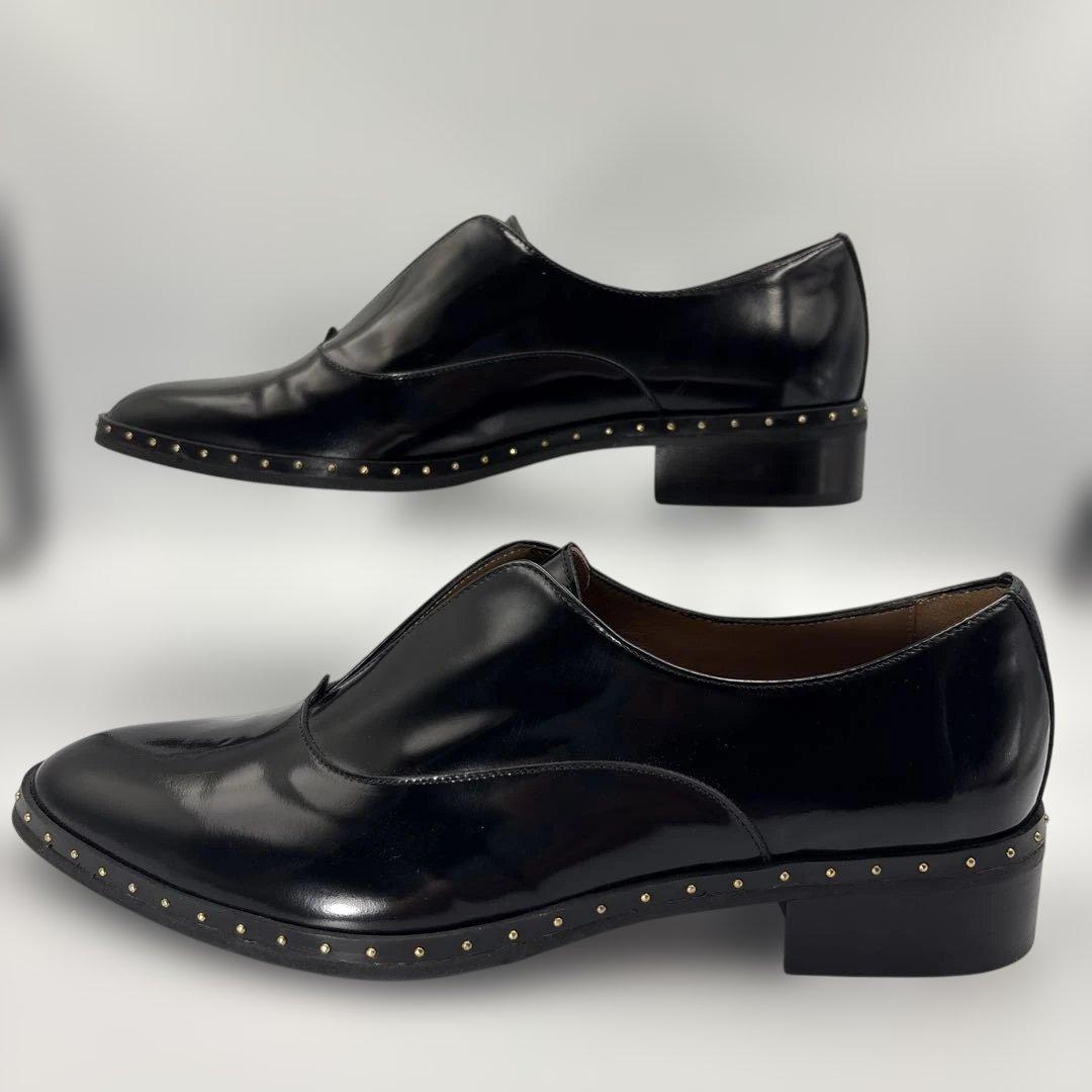 ✨新品✨　ペルティニ　ブラック　レザー　スタッズ　マニッシュシューズ　ローファー
