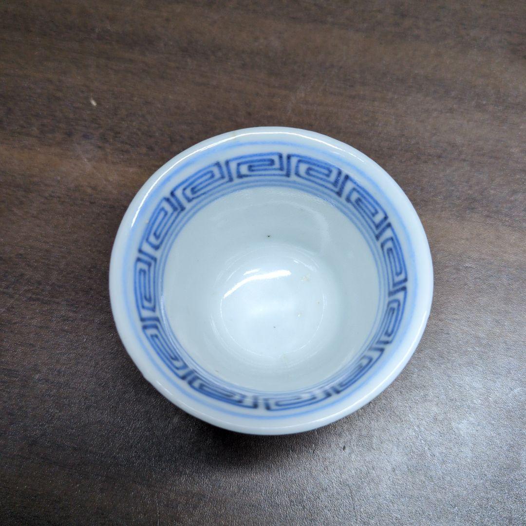 大明成化年製 款 染付 煎茶碗 五客＆成化年製 款 染付 煎茶碗