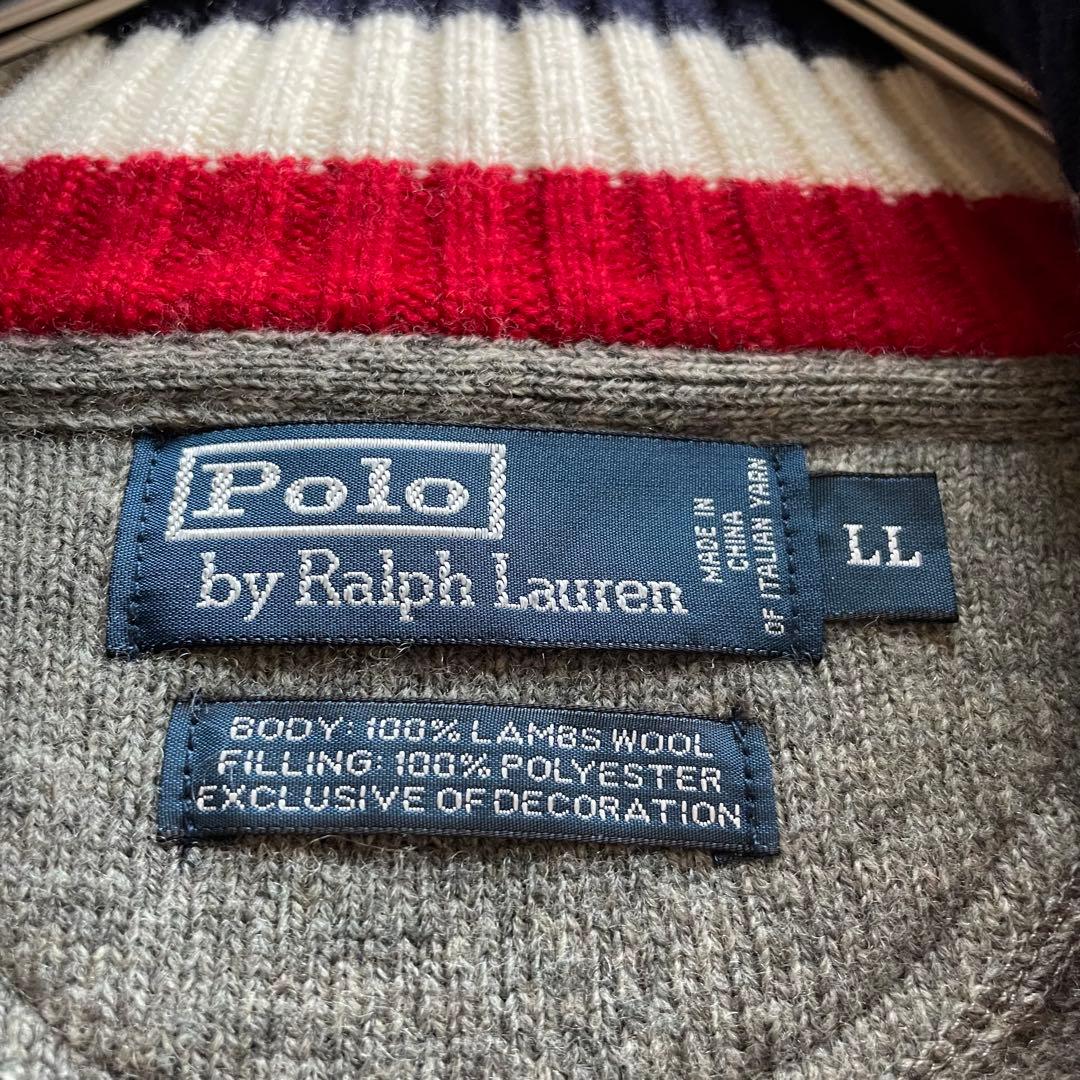 美品　ポロラルフローレン　LL ビッグポニー ジップアップニット エルボーパッチ